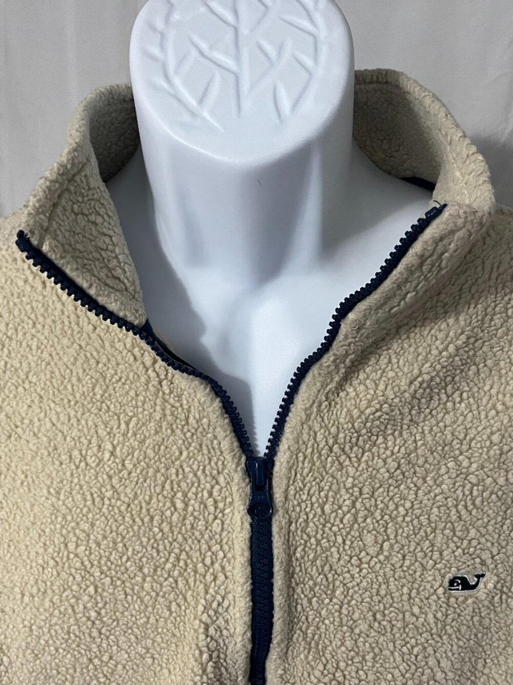 🐋 Vineyard Vines Men's Cream Deep Pile 1/2 Zip Sweater Jacket Large L ❄️